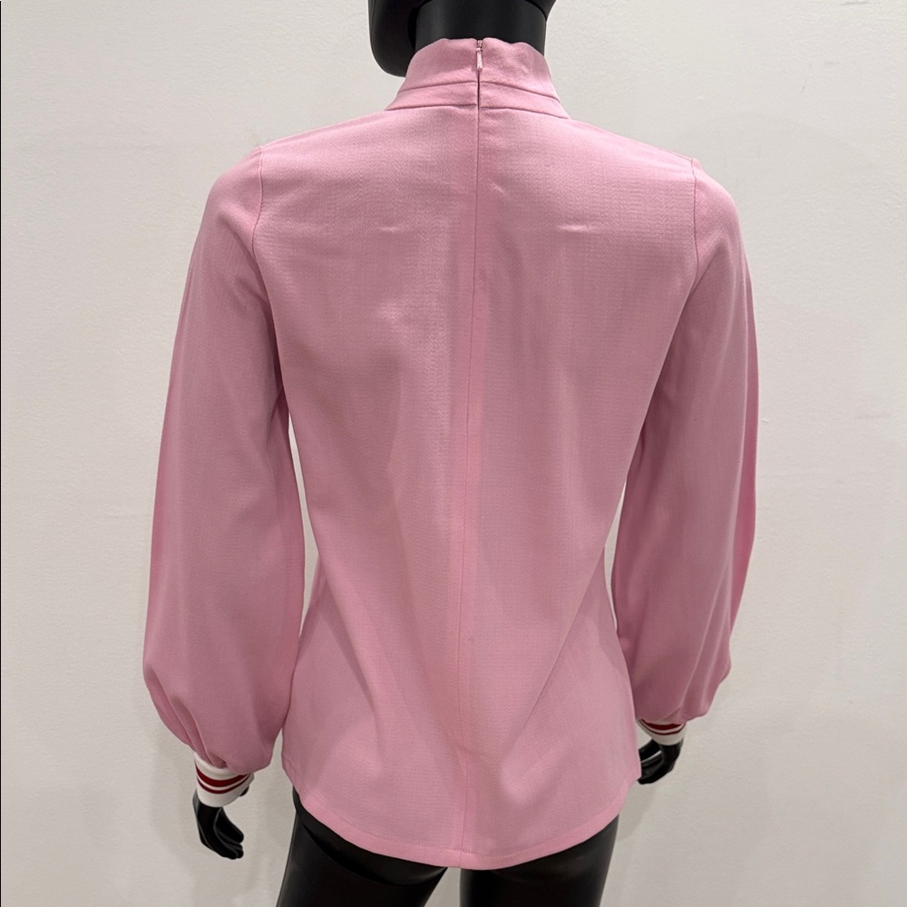 Mother of Pearl Pink Wool Tie-Neck Blouse – Size US 6 – Made in Portugal NEW - Picture 8 of 13